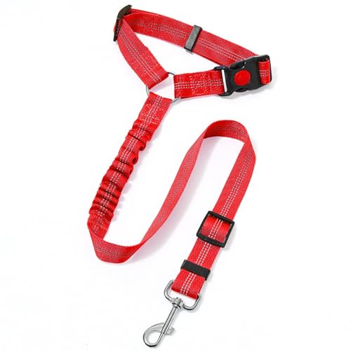 Pettorina da auto per cani, regolabile, con poggiatesta e cintura di sicurezza per cuccioli, elastica, resistente, per cani, gatti e animali domestici (principale) (rosso)