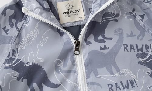 Meufam Toddler Boys Girl Cartoon Dinosaur Print Windproof Zipper Jacket Hooded Trench Long Sleeve Windbreaker Outerwear2