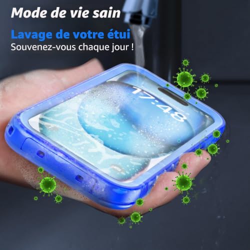 Protection Écran iPhone 15 Incassable Coque Bleue 360