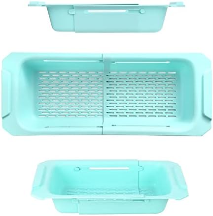 CHASUNG Expandable Colander Over The Sink, Strainer Basket with Adjustable Handles From 14.2" to 19.4" to Fit Most Sinks, Straining Pasta, Drying Dishes, Rinsing Vegetables and Fruits