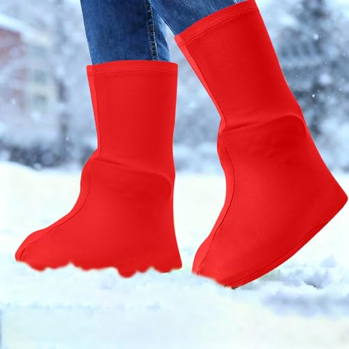 Reusable red waterproof shoe covers high-top overshoes for boots