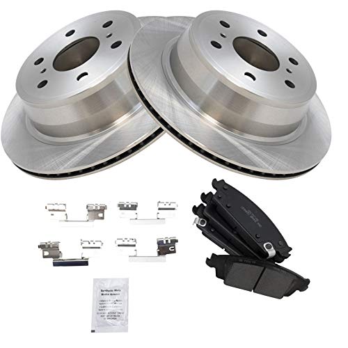 Image of TRQ Rear Brake Kit | For Cadillac Escalade GMC Sierra 1500 Yukon Chevy Silverado 1500 Suburban Tahoe Disc Brake Rotors Ceramic Pads