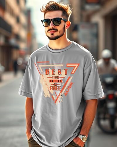 Image of AUSK T-Shirt for Mens with Round Neck Oversized Drop Shoulder