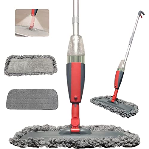 Mopa Multifuncional con Rociador Spray 4 En 1, Absorbente, Ligera y sin Cables, con 2 Bayetas de Microfibra, Palo Telescópico 360°, para Suelo Laminado, Azulejo, Porcelánico, Parquet o Tarima Flotante