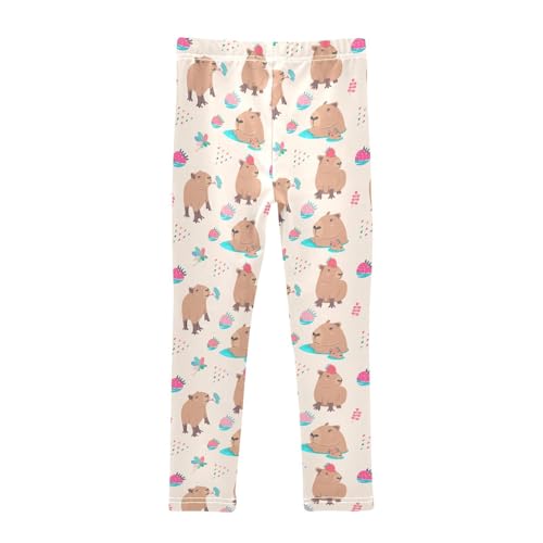 Girls Basic Leggings Baby Girls Pants Cute Capybara Soft Footless Stretchy Tights Pants 4-10Y2