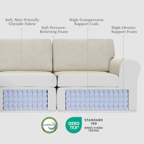 Image of Maywish 108 inch U Shaped Modular Sectional Sofa with Ottoman, Beige | Patented Smart Coil Support, Pet Friendly, Removable Washable Covers, Modular Design, No Assembly Required