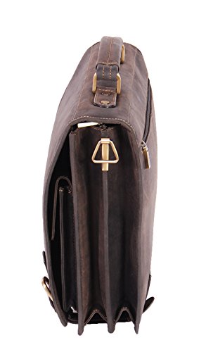 Mens Real Leather Messenger Satchel Organiser Laptop Bag Briefcase Hall Brown4