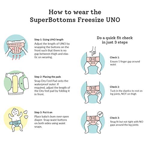 Image of SuperBottoms UNO Freesize Cloth Diaper | Cloth diaper for babies 0 to 3 years | Washable & Reusable cloth diaper | Comes with cloth diaper inserts | 1 Organic cotton Soaker + 1 Booster (White Warli ))