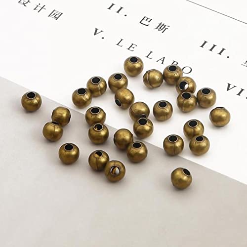 MENGBB Cuentas de Metal, Cuentas espaciadoras Sueltas Redondas para la fabricación de Joyas, Pulsera, Collar, Accesorios, Bronce, 2,4mm, 500 Uds Cover