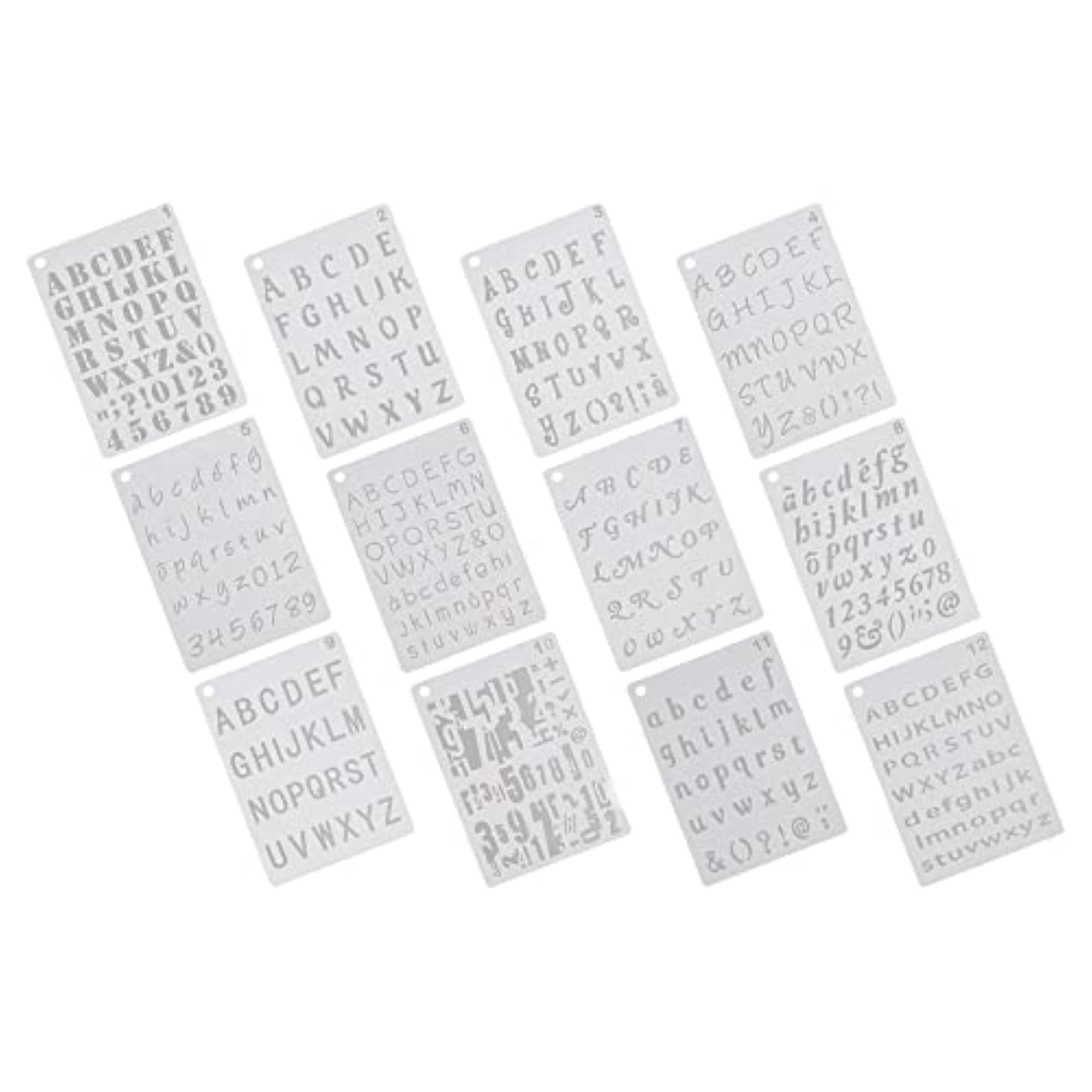 12pcs 5 x 8 Inch Letter and Number Stencils for Journal Notebook