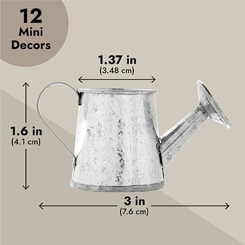 12-Pack Mini Galvanized Watering Can, Decorative Mini Watering Can For Crafts, Party Favors, Housewarmings, Garden-Theme Parties, And Home Decor (Silver, 3X1.6 In) #TOP2