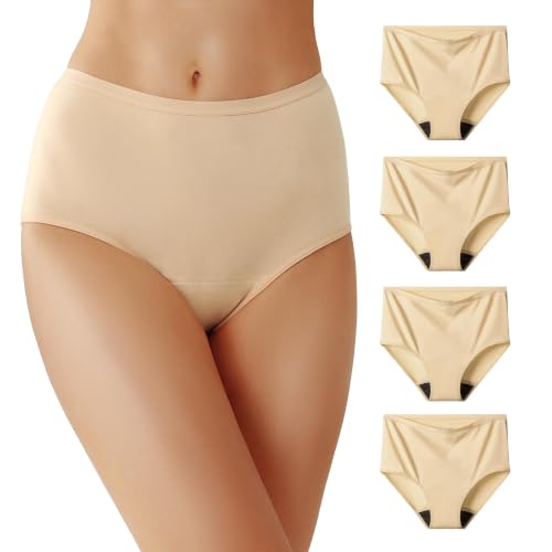 Image of Battewa Cotton Incontinence Underwear for Women High Waisted 4Beige 3XL