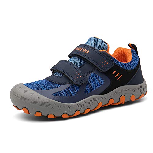 Mishansha Kids Hiking Shoes Girls Boys Toddler Outdoor Sneakers Anti-Collision Trail Running Shoe for Trekking Walking Climbing Steel Blue Size 1 Little Kid