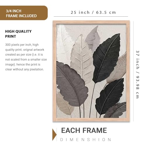 Image of kotart Aesthetic Leaf Art Home Decoration|Paintings With Frame For Living Room Bed Room Hotel Wall Decor Digital Reprint (25x37 inch)