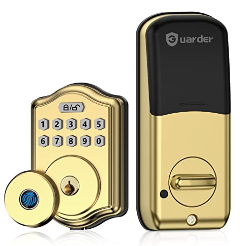 Smart Fingerprint Door Lock, Guarder Electronic Keyless Entry Door Lock With Fingerprint/Keypad Code/Key, 300 User Front Door Lock, Smart Deadbolt Ip66 Waterproof Easy To Install For Door Security #TOP19