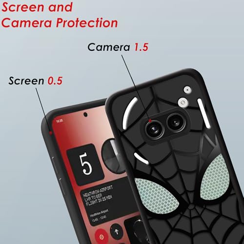 Image of Stylish Spider Back Case Cover Compatible for Nothing Phone 2A / Nothing Phone 2A Plus | Spidey Face Mask Case | Soft Silicone | Camera & Full Body Protection | Shock Proof | (Black)