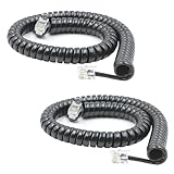 XANHAM Telephone Handset Cords Uncoiled 10 feet(Coiled 1.2 feet) with RJ9 4P4C Connectors Cable for Landline Phone, Black, 2 Pack, Universally Compatible, AV04805
