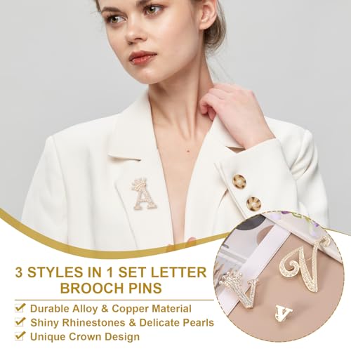 Ensemble de broches lettre initiale perle minimaliste PATIKIL pour veste - 3
