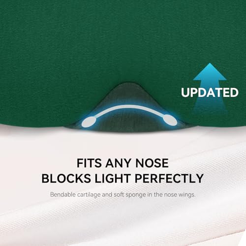 Mavogel Cotton Sleep Eye Mask - Breathable Light Blocking Sleep Mask, Soft Comfortable Night Eye Mask for Men Women, Eye Cover for Travel/Sleeping/Shift Work, Includes Travel Pouch (Green) - Thumbnail 3