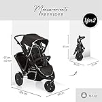 Hauck Dreirad Geschwisterkinderwagen Freerider inkl. Regenverdeck, Tandem für 2 Kinder, Höhenverstellbarer Schiebegriff, Oberer Sitz mit Liegefunktion, Klein Zusammenklappbar (Schwarz)