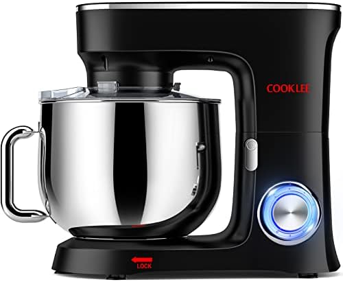 Stand Mixer COOKLEE 8L 1500W Electric Cake Mixer 10+1-Speed Food Mixer Tilt-Head Dough Mixer with Dough Hooks,Beater, Whisk Cover and Mixing Bowl for Baking, Dishwasher safe