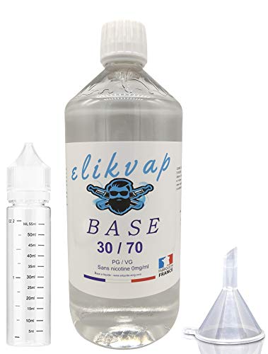 ELIKVAP base e liquide 30PG / 70VG 1l -base e liquide 1l diy pour fabrication e liquide produit sans tabac sans nicotine. (30PG / 70VG) Cover