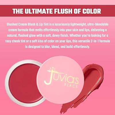 Juvia's Place Blushed Cream Blush Pink Passion Multi-Purpose Cream Blush for Cheeks & Lips - 2in1 Formula, Smooth, Blendable Texture for a Soft Dewy Finish - Buildable & Lightweight Face Makeup