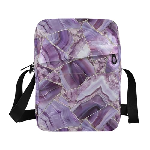 KLL Amethyst Marble Geometric Pattern small messenger bag for women Vegan Leather over the shoulder bags for men Shopping Woman Shoulder Handbags