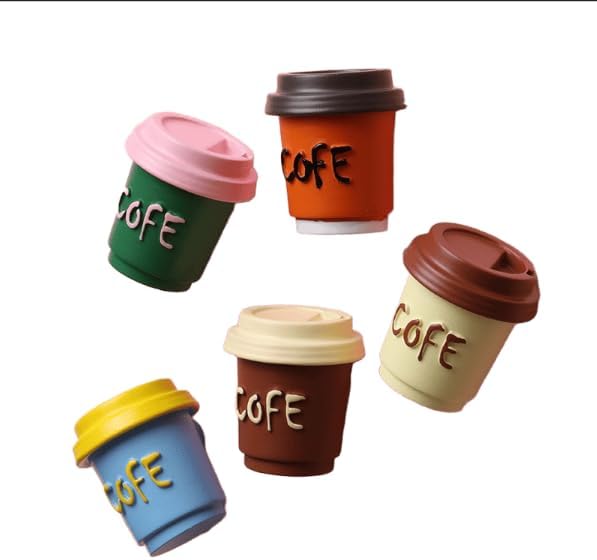 5PCS 3D Coffee Cup Fridge Magnets Set - Multi-Color Resin Refrigerator Magnets, Realistic Mini Espresso Mug Magnetic Decor for Kitchen, Office, Creative Food-Themed Collectibles