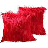 Hodeco Faux Fur Throw Pillow Covers 20x20 Inch Home Decor Luxury Long Fur Mongolian Soft Square...