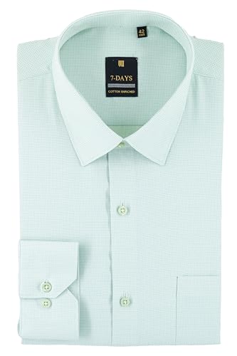 Image of 7-DAYS Premium Men's Formal Shirts - Cotton Rich, Textured Self-Design, Full Sleeve, Regular Fit, Wrinkle Resistant, with Pocket - Perfect for Office