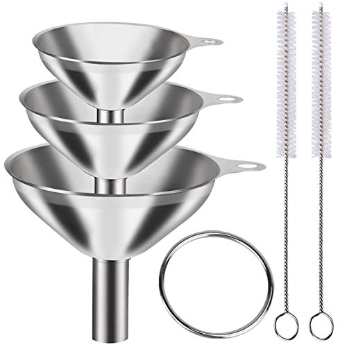 Comparison: Best Funnels For Kitchen 3 Metal Stainless Steel Funnel, Large Medium Small Funnel Set of 3, Food Grade Mini Funnels for Kitchen Use Filling Bottles Flask Cooking, 2 Brushes YLYL