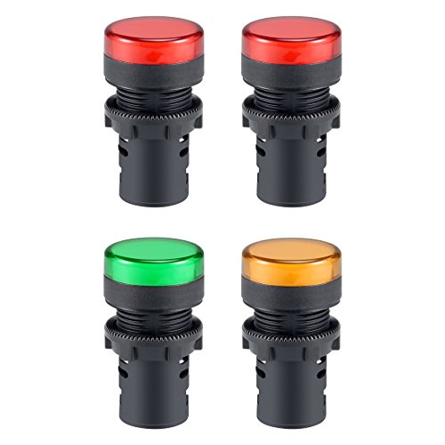Voyant LED 22mm 24V AC/DC rouge vert jaune pour signalisation de panneau de commande