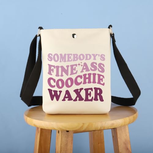 BDPWSS Esthetician Gifts Wax Technician Gift Brazilian Wax Gift Somebody's Fine Ass Coochie Waxer Crossbody Bags For Friend3