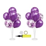 2Set Purple Balloon Stand Balloons and Pump Included, Purple Centerpieces for Table, Birthday Weddin