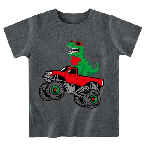 Image of Toddler Boys Girls Valentine's T-Shirt Love Heart Truck Dinosaur Shirt Cotton Kids Tee Tops 2-7 Years