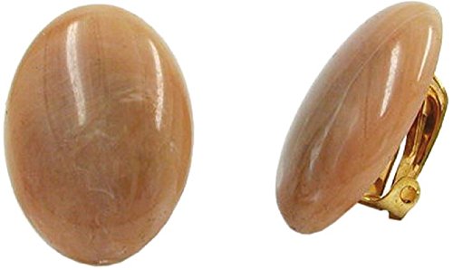 Pendientes de clip Unbespielt, joyería para mujeres, ovalados, color marrón, 25 x 18 mm