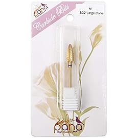 Pana 3/32 Safety Bit Nail Carbide Bit - For Electric Dremel Drill Machine (Medium, Large Cone - Gold)