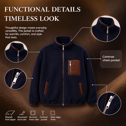 fartey Fleece Jacket Women Zip Up Warm Winter Coat Stand Collar Jackets - image 4