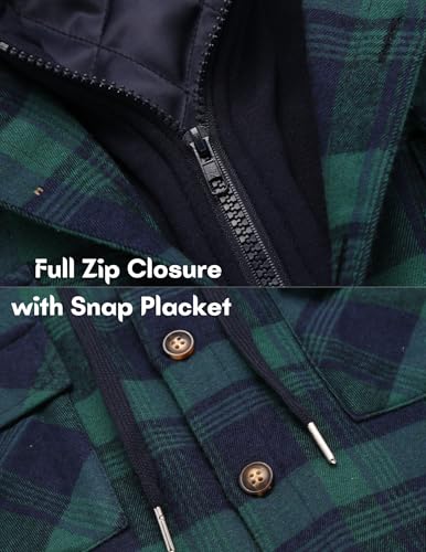 COOFANDY Men's Flannel Shirt Jacket Warm Quilted Lined Hooded Long Sleeve Plaid Shirt Jackets4