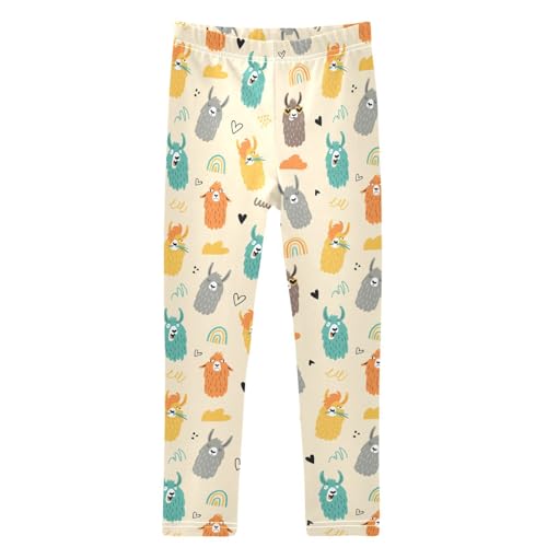 Girls' Leggings Llama Alpacas Heart Ankle Length Printed Leggings Comfort Pants for Kids 4-10 Years