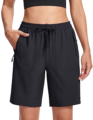 magcomsen MAGCOMSEN Women's Hiking Shorts Lightweight Quick Dry 8" Golf Shorts Water Resistant with 3 Zipper Pockets