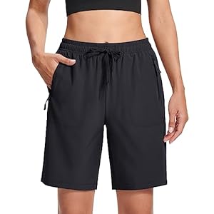 MAGCOMSEN Women’s Hiking Shorts Lightweight Quick Dry 8″ Golf Shorts Water Resistant with 3 Zipper Pockets
