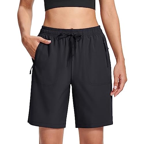 MAGCOMSEN Women’s Hiking Shorts Lightweight Quick Dry 8″ Golf Shorts Water Resistant with 3 Zipper Pockets
