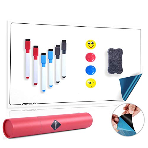 Preisvergleich Produktbild POPRUN Selbstklebende magnetische Whiteboardfolie Magnettafel Magnetfolie Memotafel, Wochenplaner trocken abwischbar für Terminplan,Essenplan und Einkaufsliste 43 x 28 cm