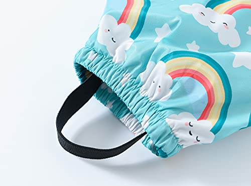 Toddler Boys Girls Cotton Lined Waterproof Splash Rain Pants Print Reflective Mud Rain Pants for (Green-d, 2-3 Years)4