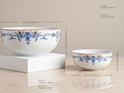 Image of Bodhi House Premium Porcelain Dinner Set 20 Pieces Serving for 6 | Royal Crest Design | Microwave & Dishwasher Safe | Crockery Set | Dinnerware Set for Home, Dining, Kitchen & Gifting