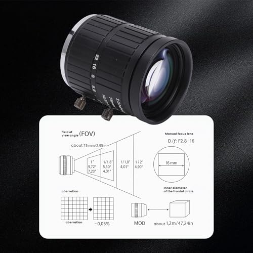 Téléobjectif C 75mm haute résolution 10 MP à diaphragme manuel