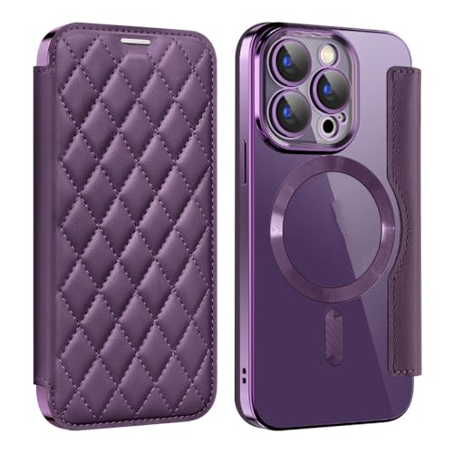 Étui en cuir galvanisé de luxe pour iPhone 14 Pro Max couleur lavande chic