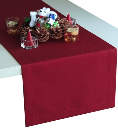 Akutana Red Table Runner 90 inch, Cranberry Dresser Scarf, Burgundy Outdoor Coffee Table Runner, Waterproof Dining Table Runners for Fiesta, Dinner Parties, Wedding, Thanksgiving, Halloween, Christmas by Akutana - Used condition - US$15.66